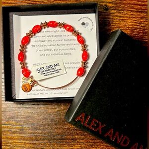 ALEX and ANI Red and White Swirl water color  Beaded Bracelet •NEW in BOX•